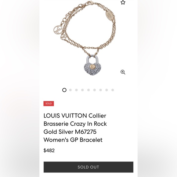 🔥 LOUIS VUITTON Collier Brasserie Crazy In Rock Gold Silver M67275 GP Brac… - Picture 2 of 6
